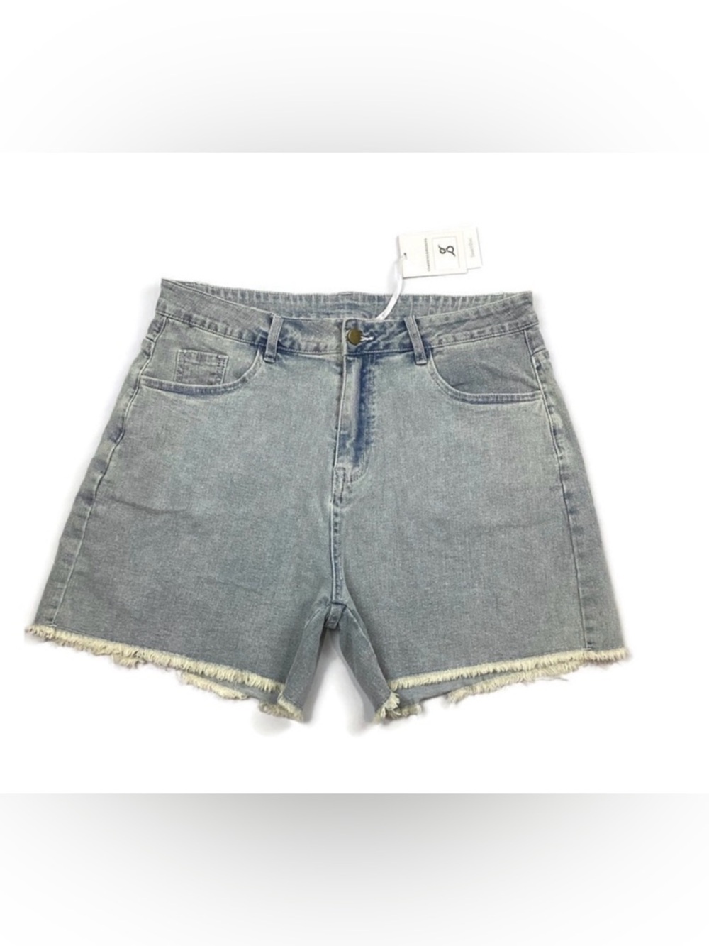 Jasambac High Rise Distressed Stretchy Denim Jean Shorts Large NEW!